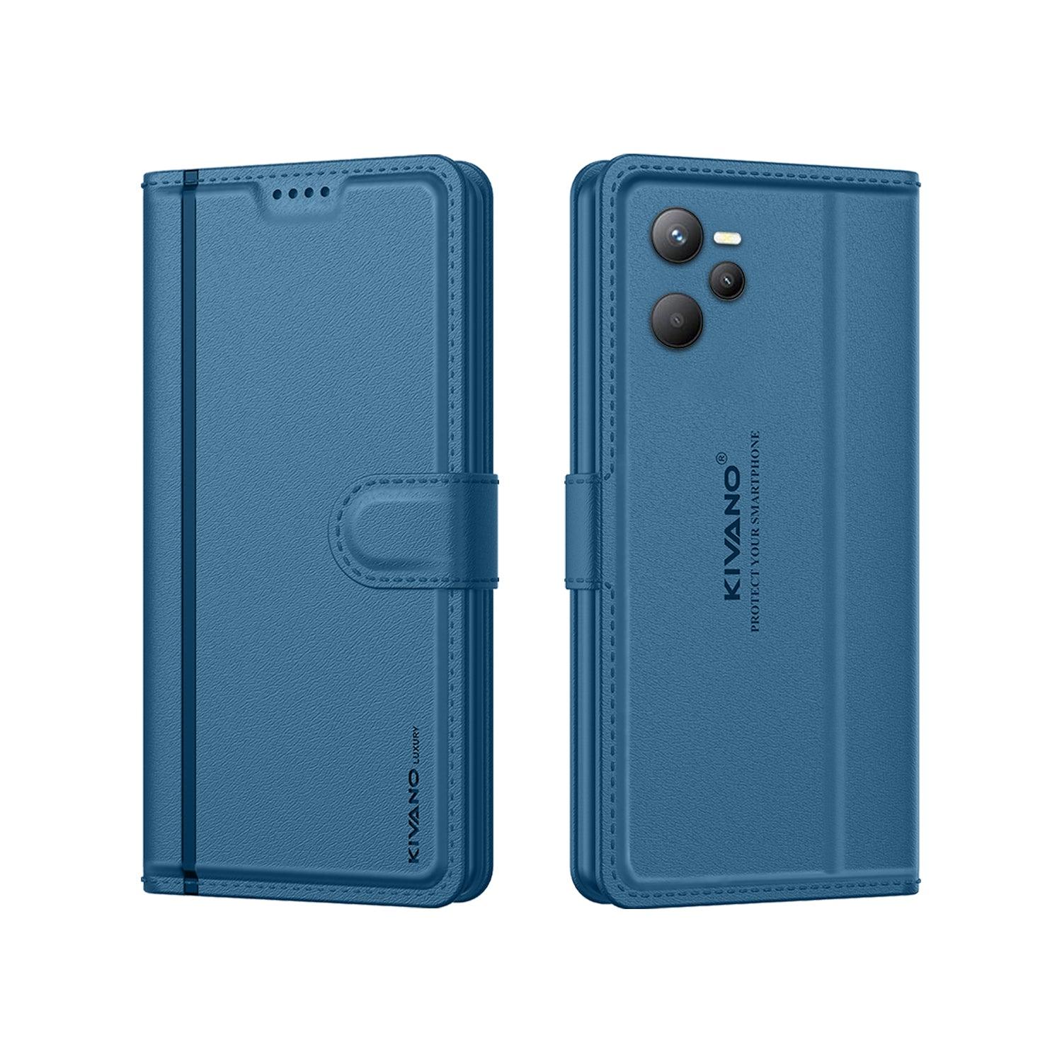 Leather Wallet Case for Realme C35/ Realme Narzo 50A Prime ?Stylish Flip Folio Cover with Card Holder, Stand -KIVANO LUXE - Aibex