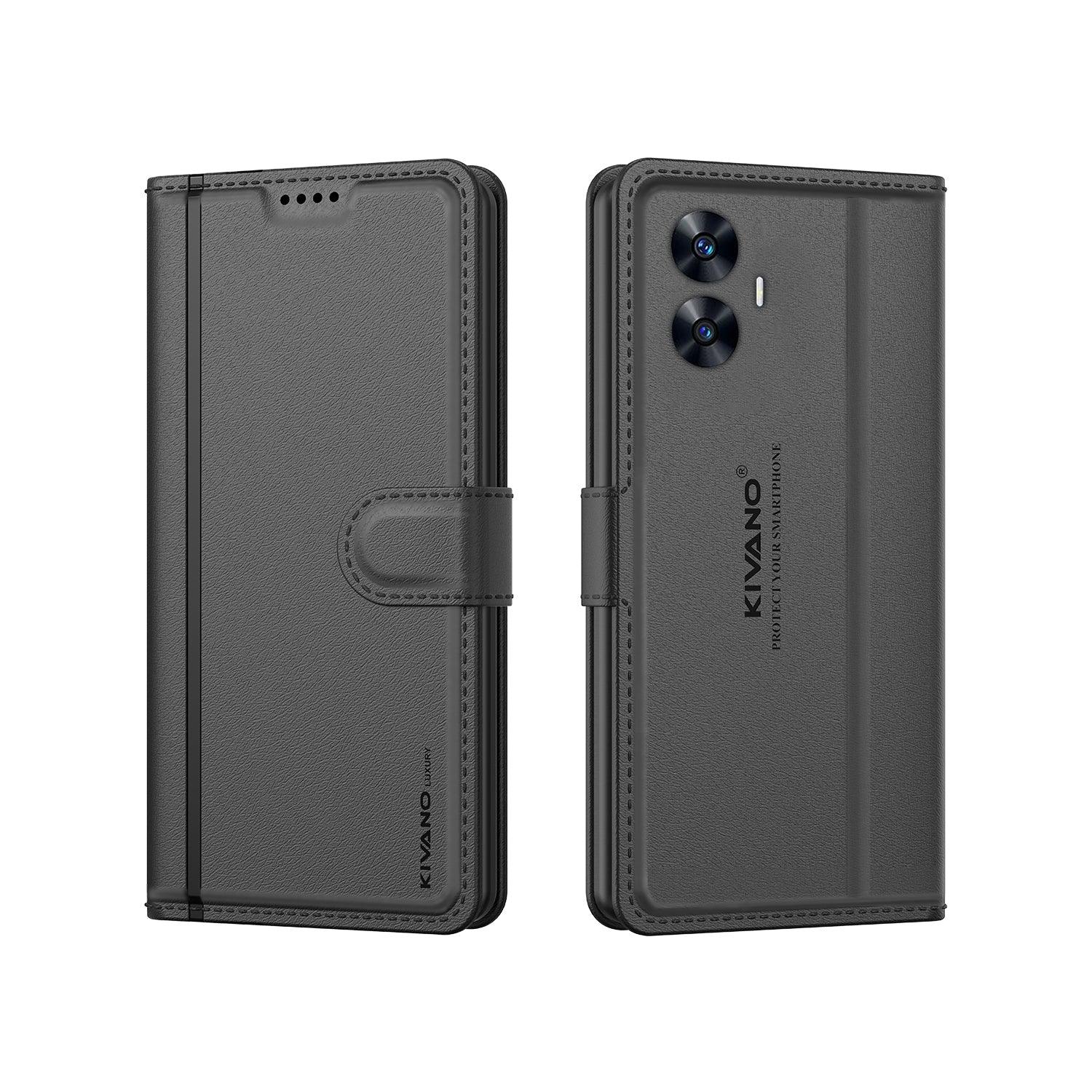 Leather Wallet Case for Realme C55/ Realme Narzo N55 ?Stylish Flip Folio Cover with Card Holder, Stand -KIVANO LUXE - Aibex