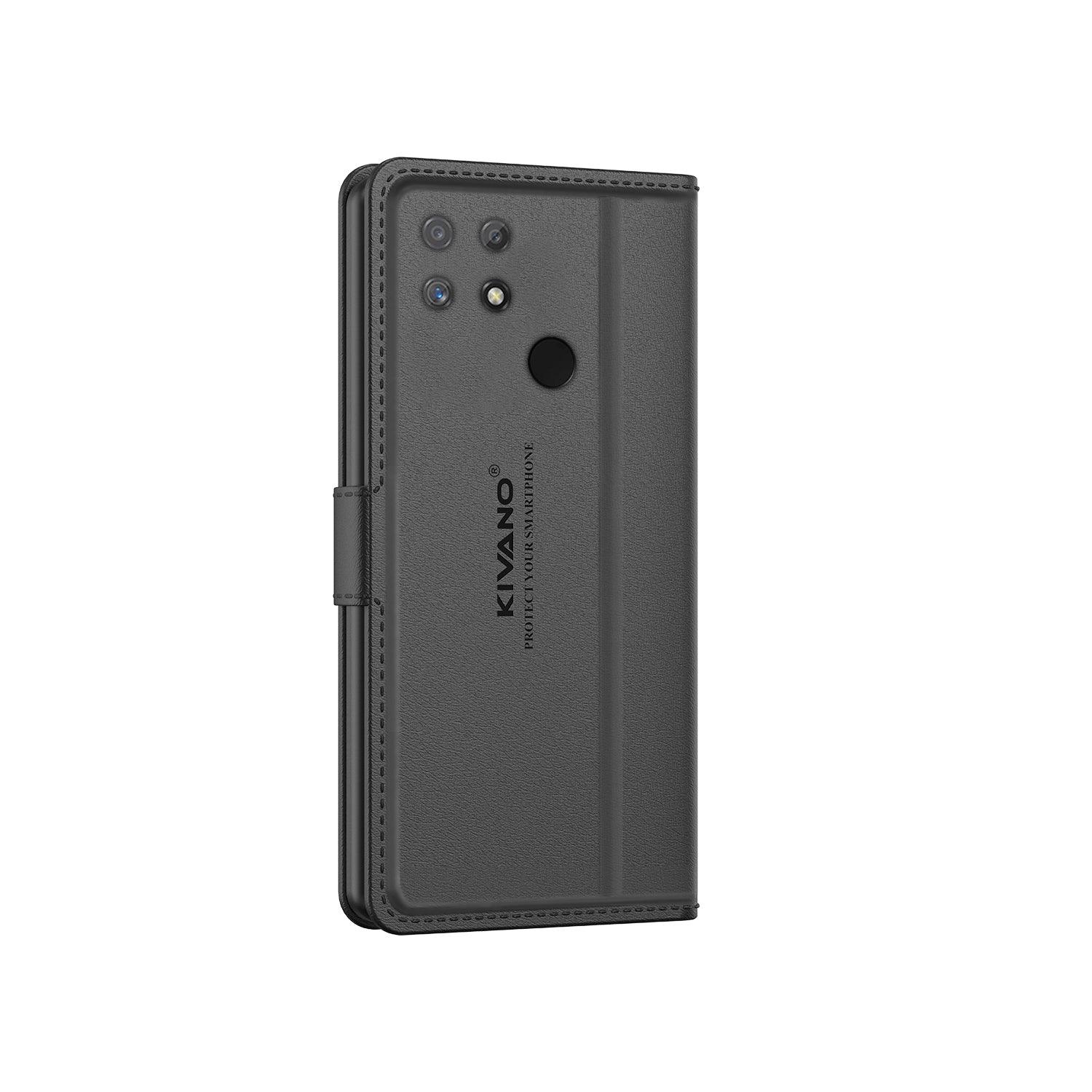 Leather Wallet Case for Realme Narzo 50A ?Stylish Flip Folio Cover with Card Holder, Stand -KIVANO LUXE - Aibex