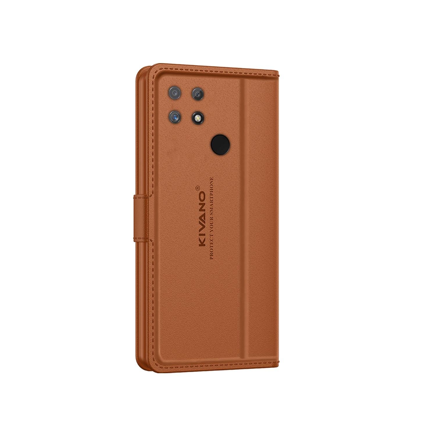 Leather Wallet Case for Realme Narzo 50A ?Stylish Flip Folio Cover with Card Holder, Stand -KIVANO LUXE - Aibex