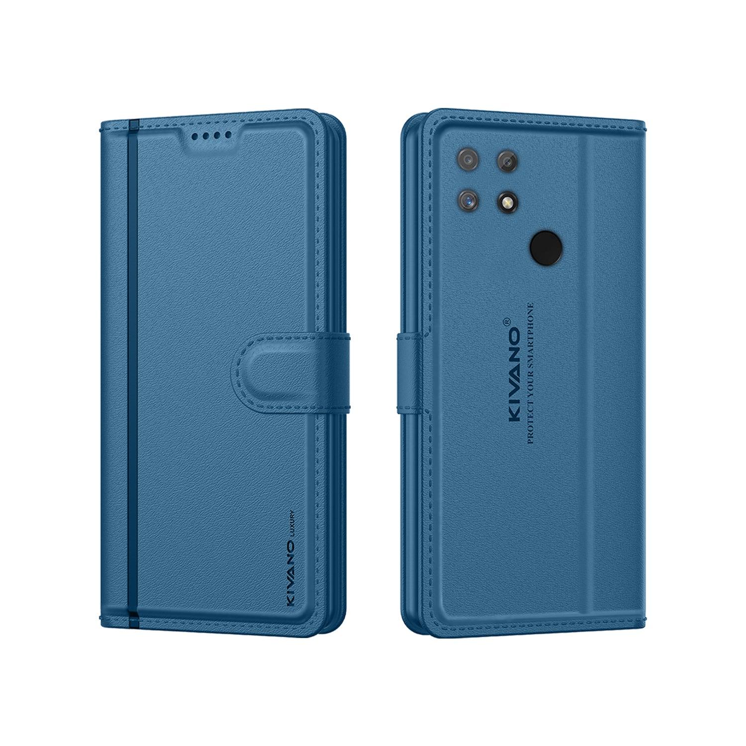 Leather Wallet Case for Realme Narzo 50A ?Stylish Flip Folio Cover with Card Holder, Stand -KIVANO LUXE - Aibex