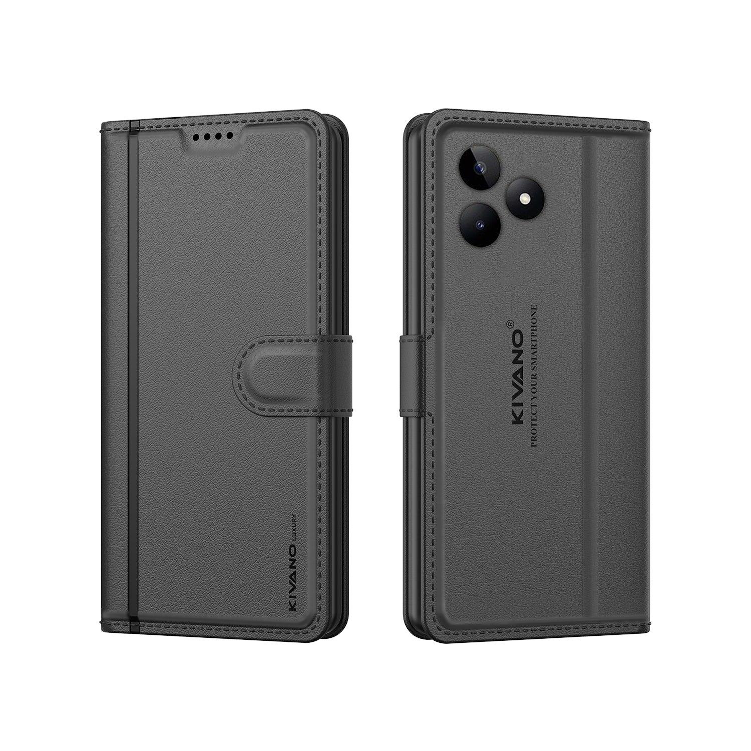 Leather Wallet Case for Realme Narzo N53/ Realme C53 / Realme C51 ?Stylish Flip Folio Cover with Card Holder, Stand -KIVANO LUXE - Aibex