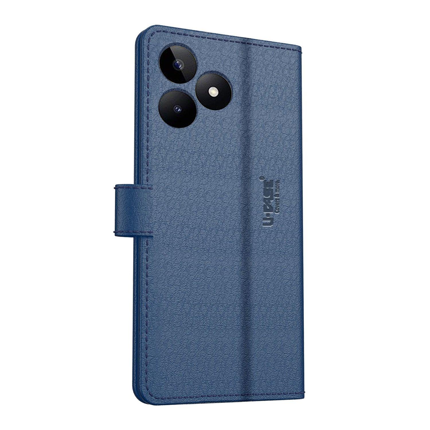 U-CASE Magnetic Flip Cover for Realme Narzo N53 / Realme C53 / Realme C51 Vegan Foldable Stand & Pocket Magnetic Closure - Aibex