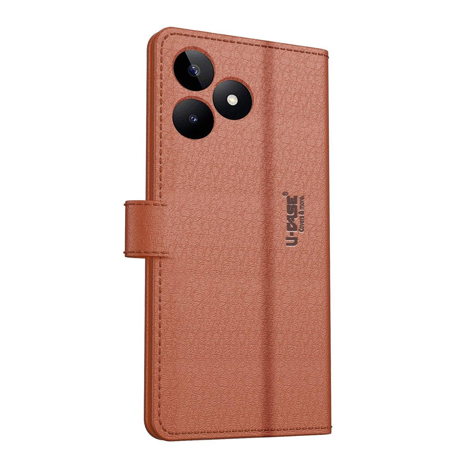 U-CASE Magnetic Flip Cover for Realme Narzo N53 / Realme C53 / Realme C51 Vegan Foldable Stand & Pocket Magnetic Closure - Aibex