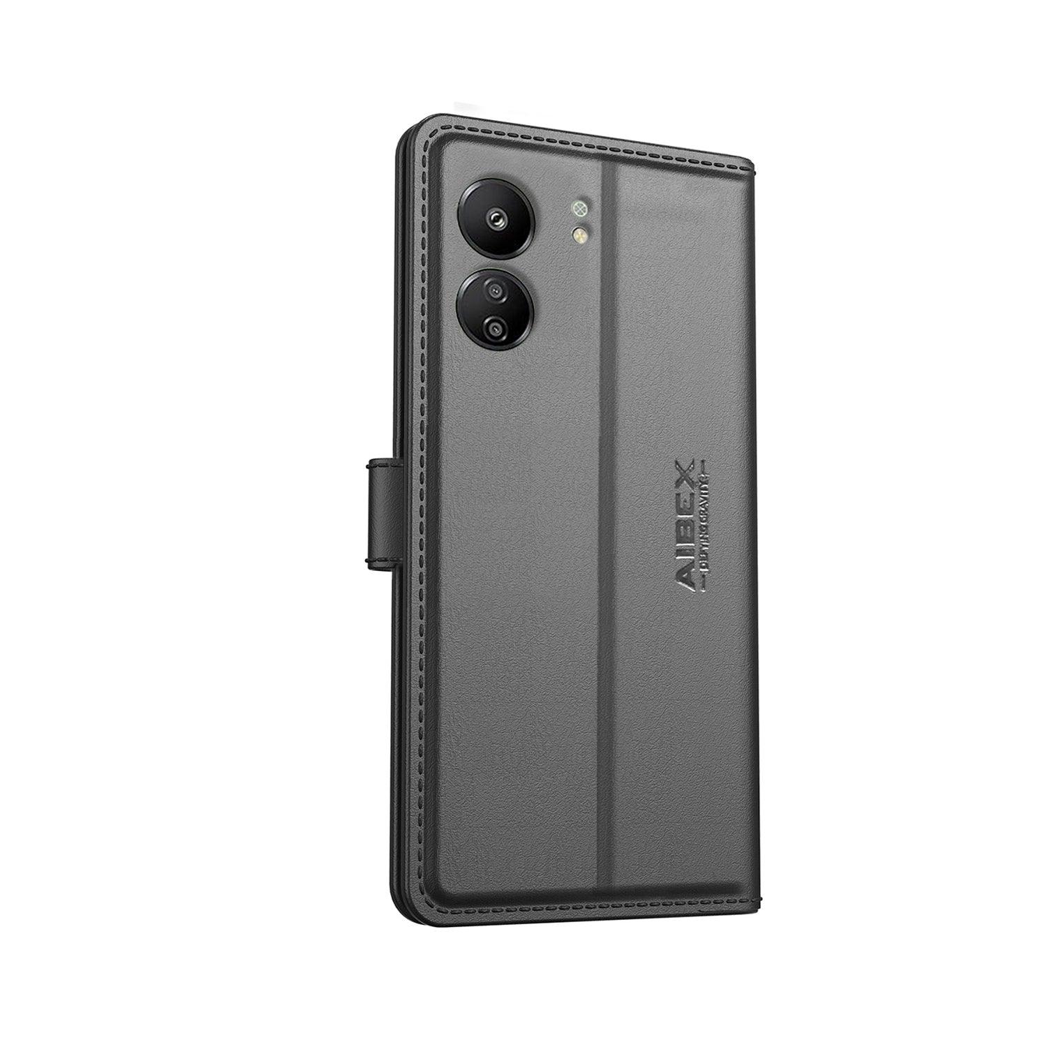 Xiaomi Redmi 13C / Poco C65 Aibex PU Leather Flip Cover Foldable Stand & Pocket Magnetic Closure - Aibex
