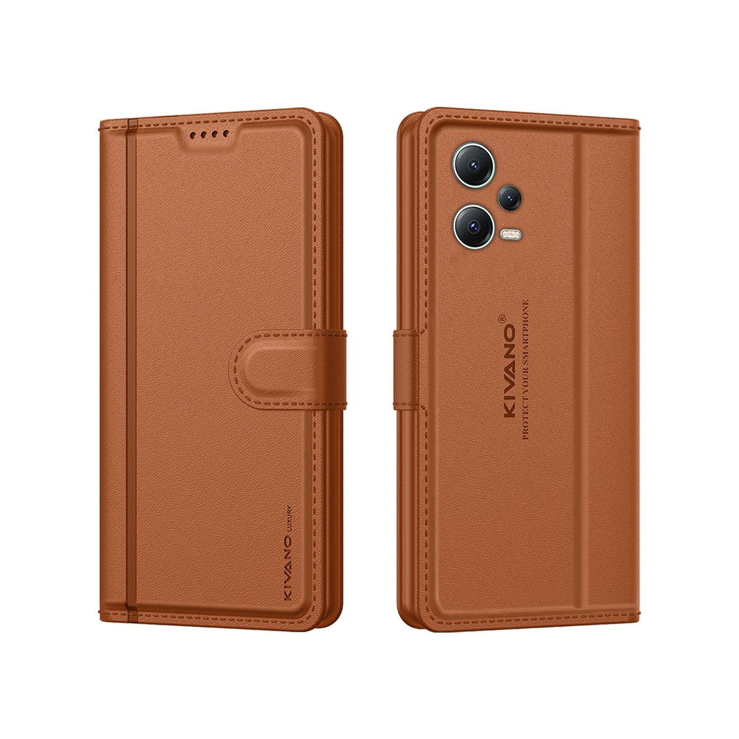 Leather Wallet Case for Xiaomi Redmi Note 12 Pro 5G ?Stylish Flip Folio Cover with Card Holder, Stand -KIVANO LUXE - Aibex