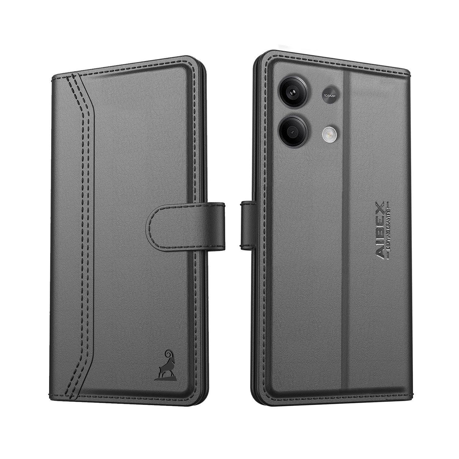 Xiaomi Redmi Note 13 Pro 5G Aibex PU Leather Flip Cover Foldable Stand & Pocket Magnetic Closure - Aibex