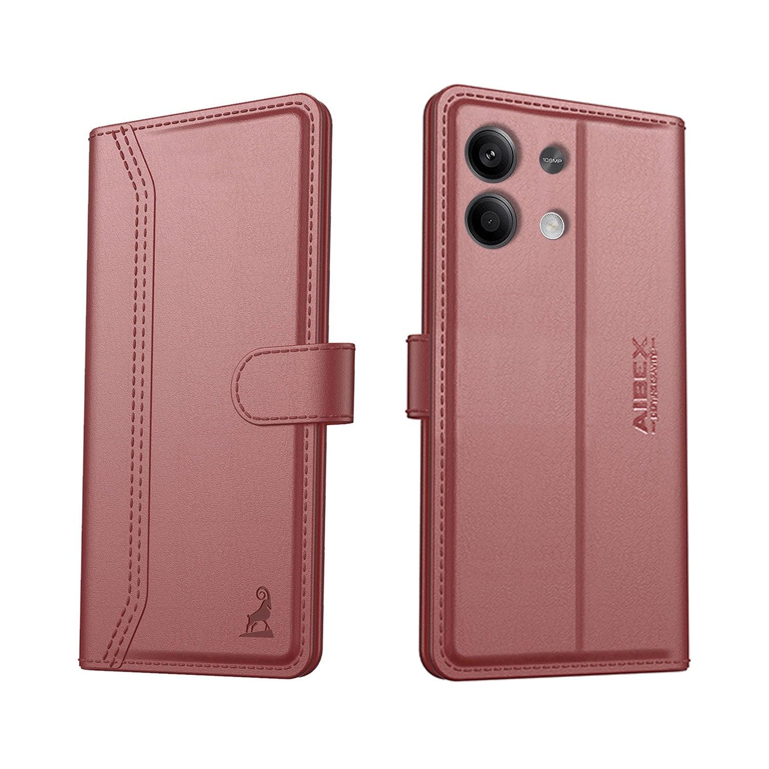 Xiaomi Redmi Note 13 5G Aibex PU Leather Flip Cover Foldable Stand & Pocket Magnetic Closure - Aibex