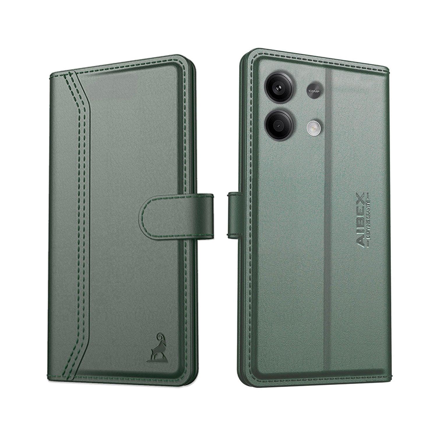 Xiaomi Redmi Note 13 5G Aibex PU Leather Flip Cover Foldable Stand & Pocket Magnetic Closure - Aibex