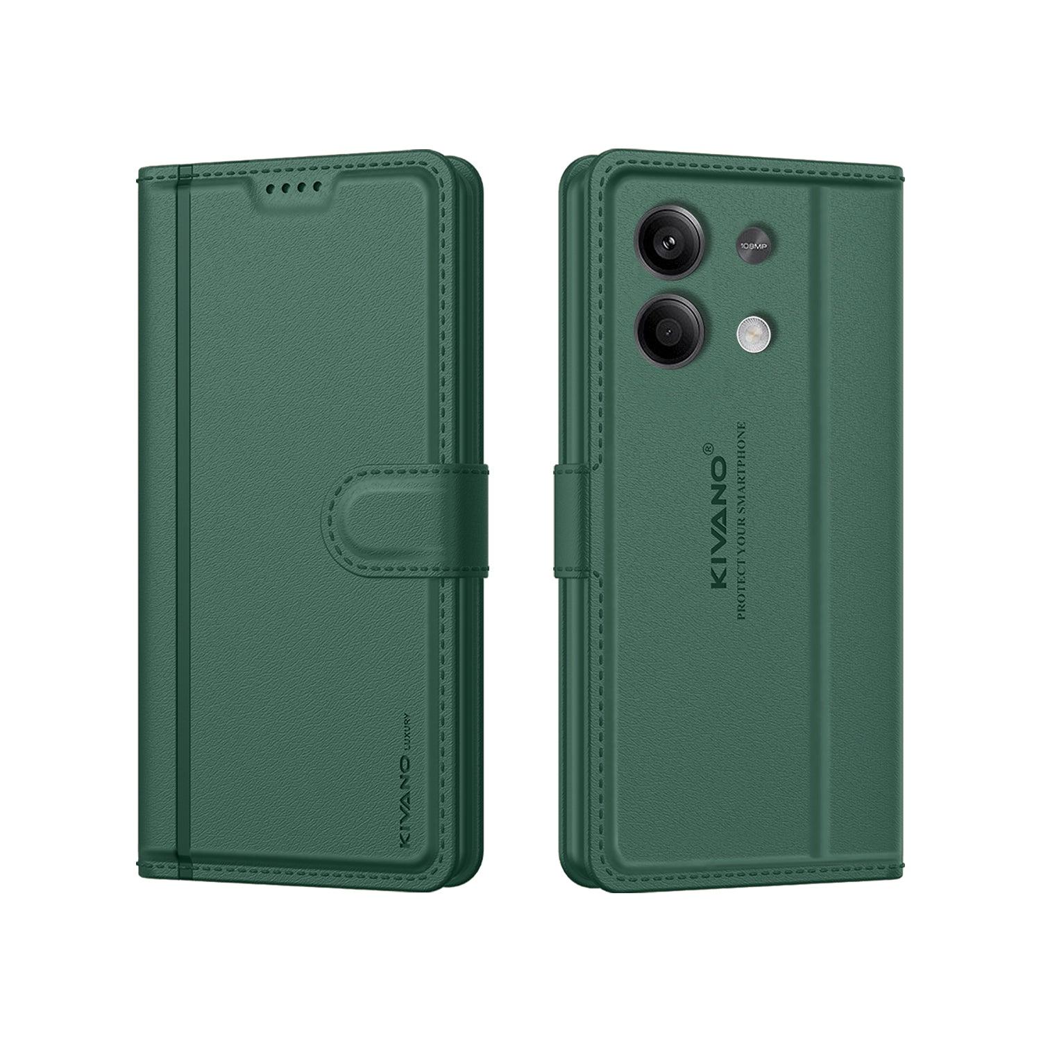 Leather Wallet Case for Xiaomi Redmi Note 13 5G ?Stylish Flip Folio Cover with Card Holder, Stand, and RFID Protection -KIVANO LUXE - Aibex