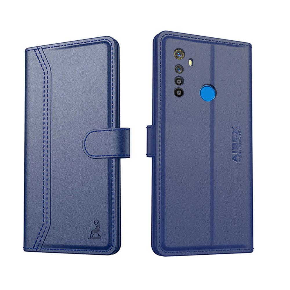 Realme 5 Aibex PU Leather Flip Cover Foldable Stand & Pocket Magnetic Closure - Aibex