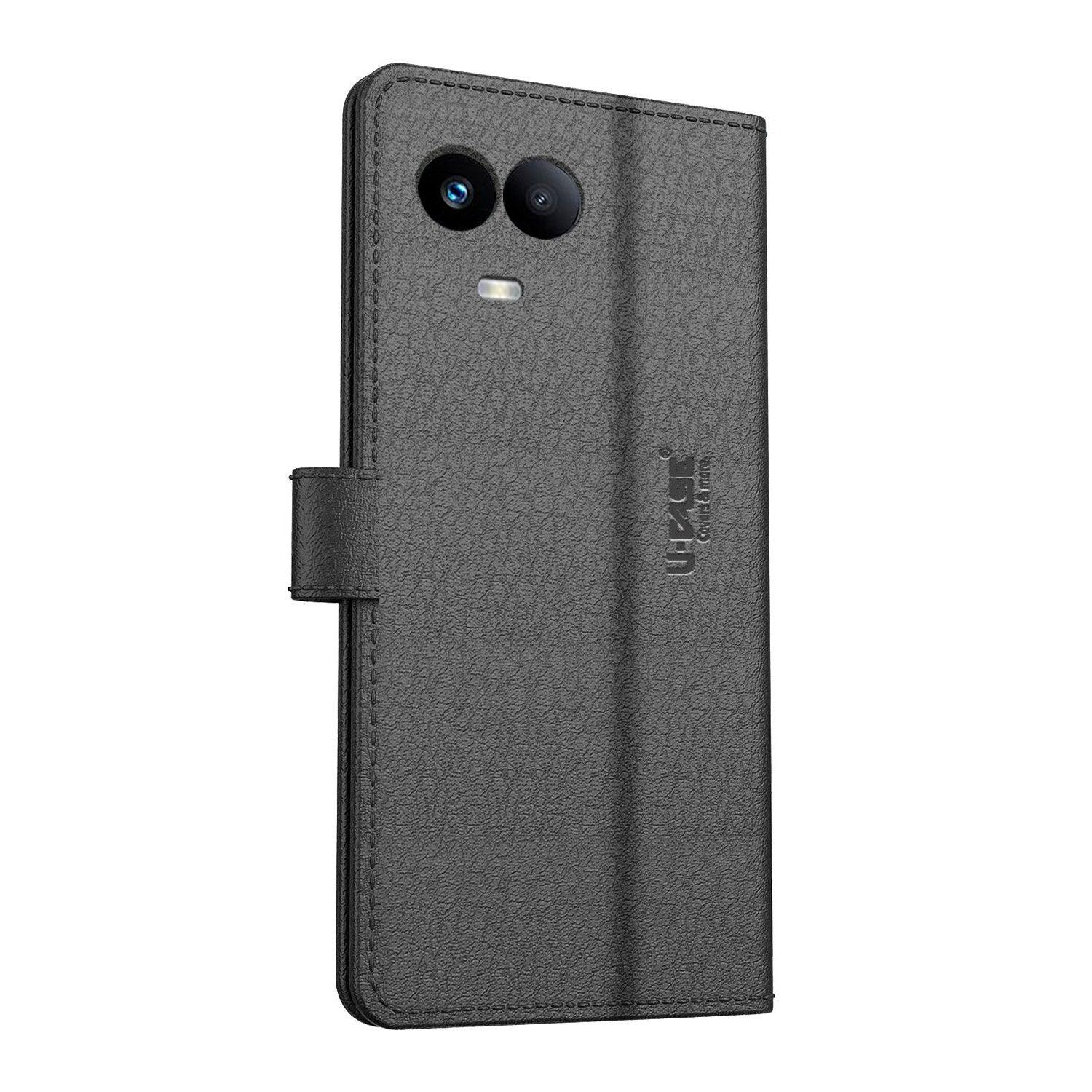 U-CASE Magnetic Flip Cover for Realme 11 5G /Realme 60x 5G / Realme 11X 5G Vegan Foldable Stand & Pocket Magnetic Closure - Aibex