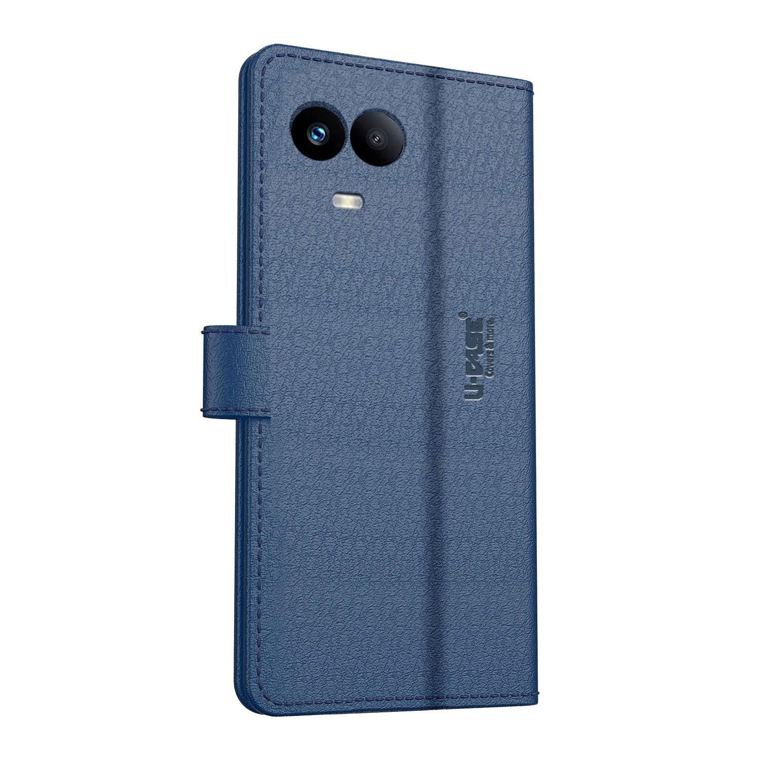 U-CASE Magnetic Flip Cover for Realme 11 5G /Realme 60x 5G / Realme 11X 5G Vegan Foldable Stand & Pocket Magnetic Closure - Aibex