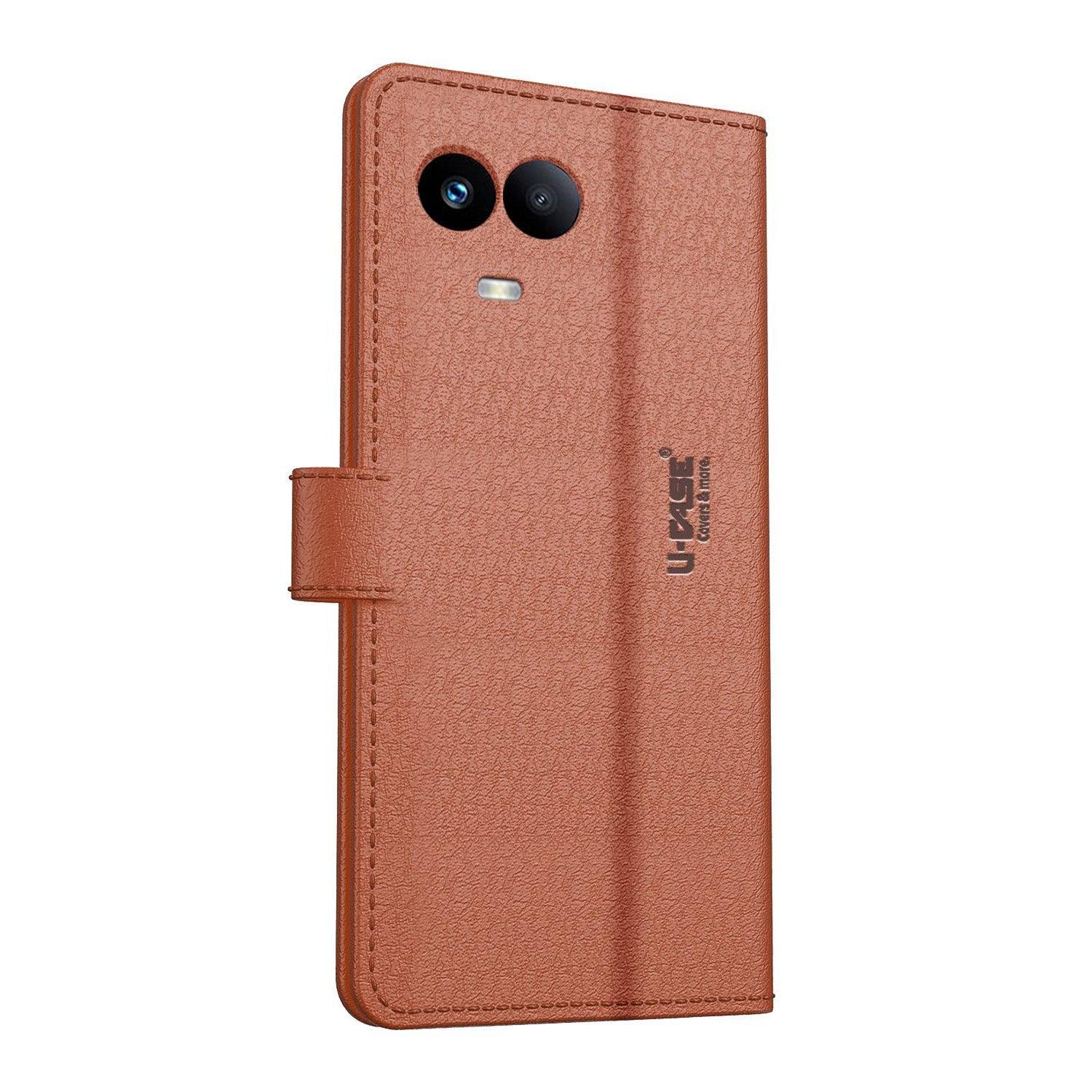 U-CASE Magnetic Flip Cover for Realme 11 5G /Realme 60x 5G / Realme 11X 5G Vegan Foldable Stand & Pocket Magnetic Closure - Aibex