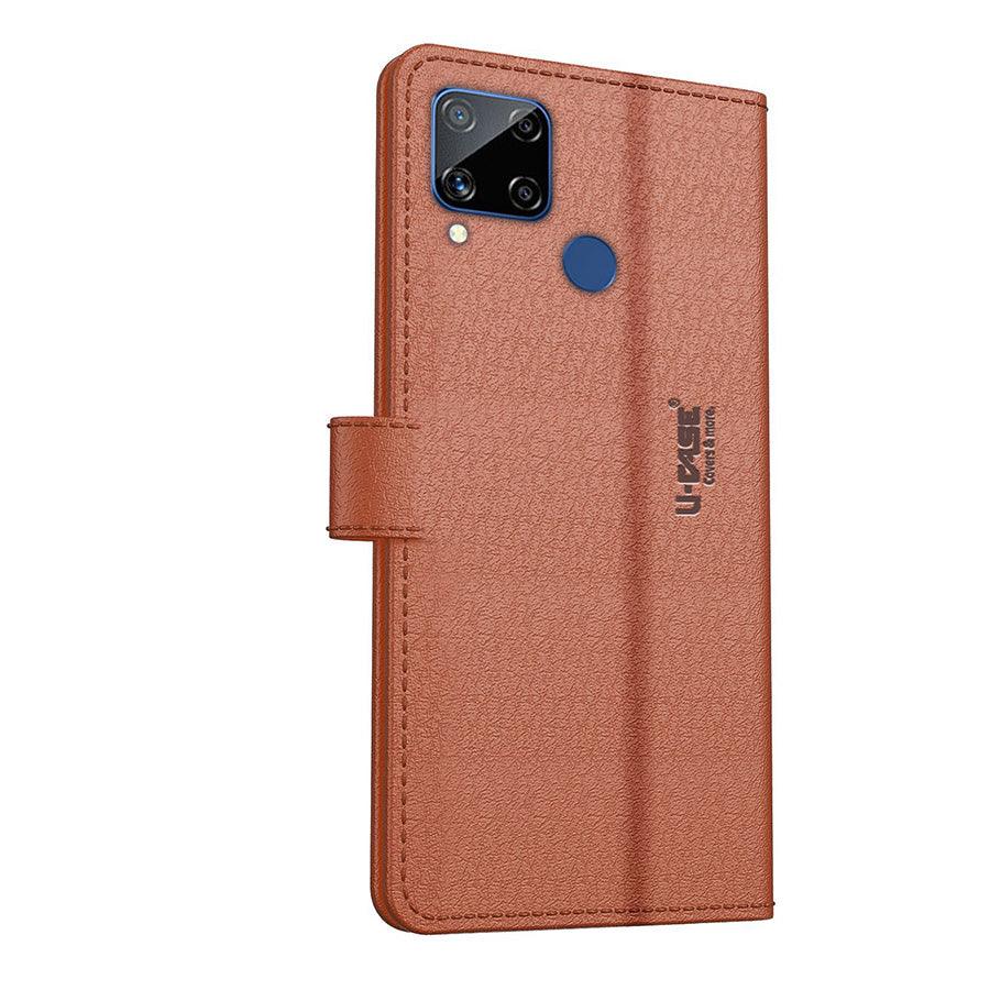 U-CASE Flip Cover for Realme C15 Vegan Foldable Stand & Pocket Magnetic Closure - Aibex