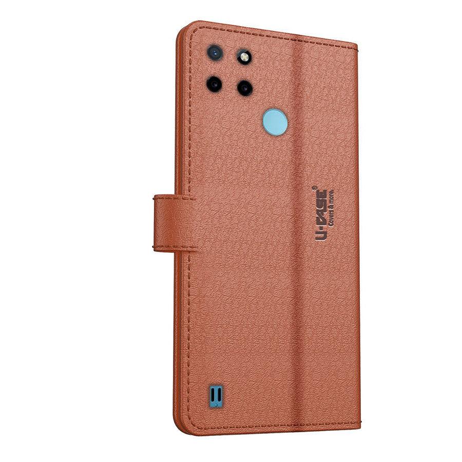U-CASE Flip Cover for Realme C21Y/ C25Y Vegan Foldable Stand & Pocket Magnetic Closure - Aibex
