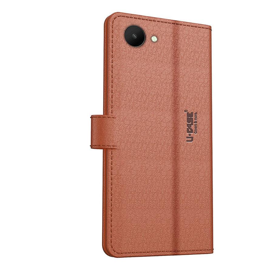 U-CASE Flip Cover for Realme C30 Vegan Foldable Stand & Pocket Magnetic Closure - Aibex