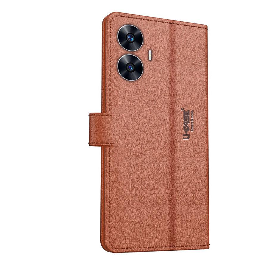 U-CASE Flip Cover for Realme C55 5G / Realme Narzo N55 Vegan Foldable Stand & Pocket Magnetic Closure - Aibex