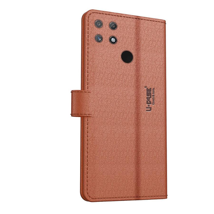 U-CASE Flip Cover for Realme Narzo 50A Vegan Foldable Stand & Pocket Magnetic Closure - Aibex