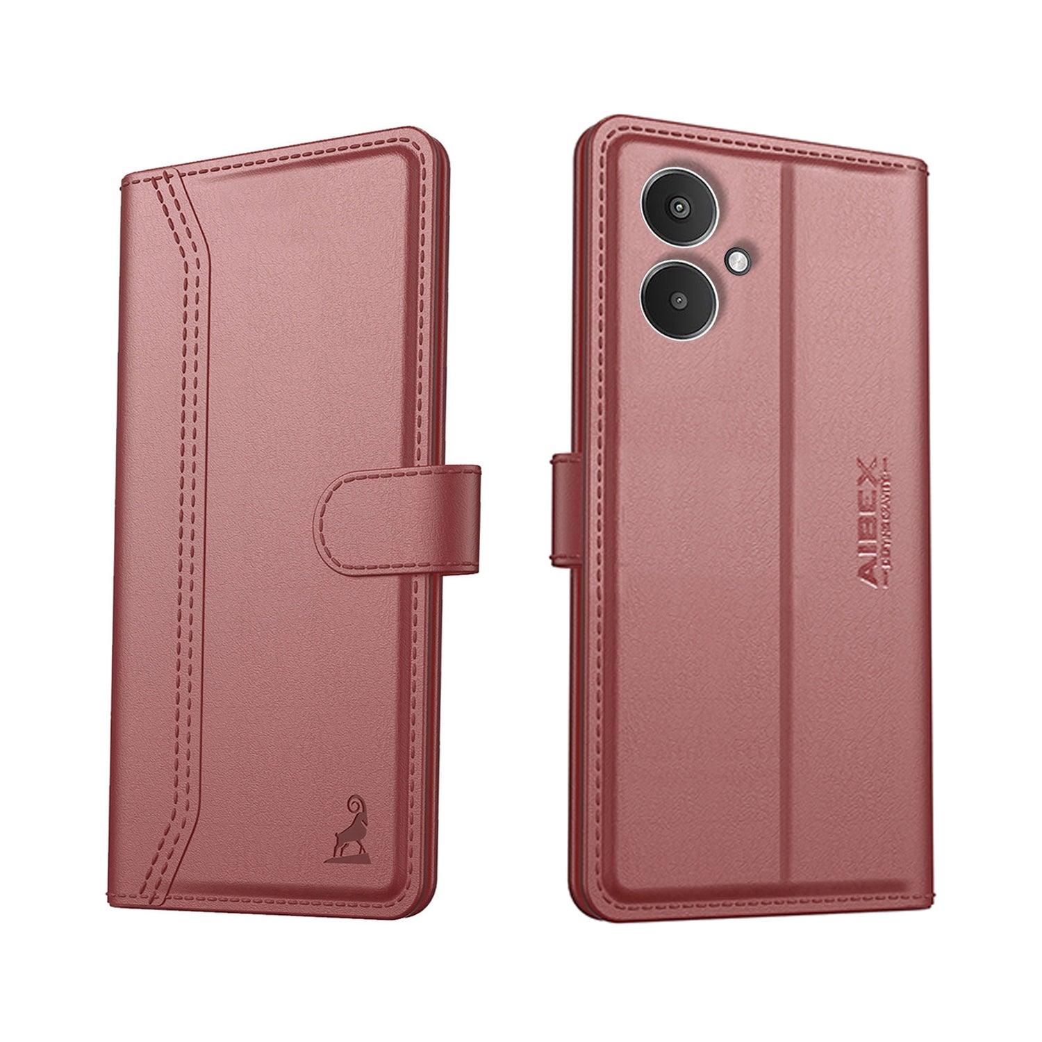 Xiaomi Redmi 13C 5G Aibex PU Leather Flip Cover Foldable Stand & Pocket Magnetic Closure - Aibex