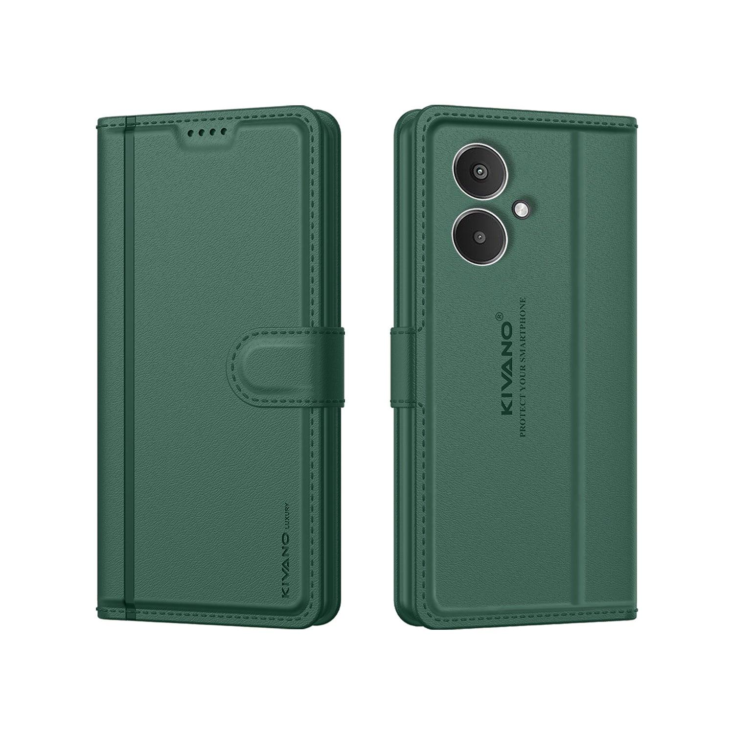 Leather Wallet Case for Xiaomi Redmi 13C 5G ?Stylish Flip Folio Cover with Card Holder, Stand -KIVANO LUXE - Aibex