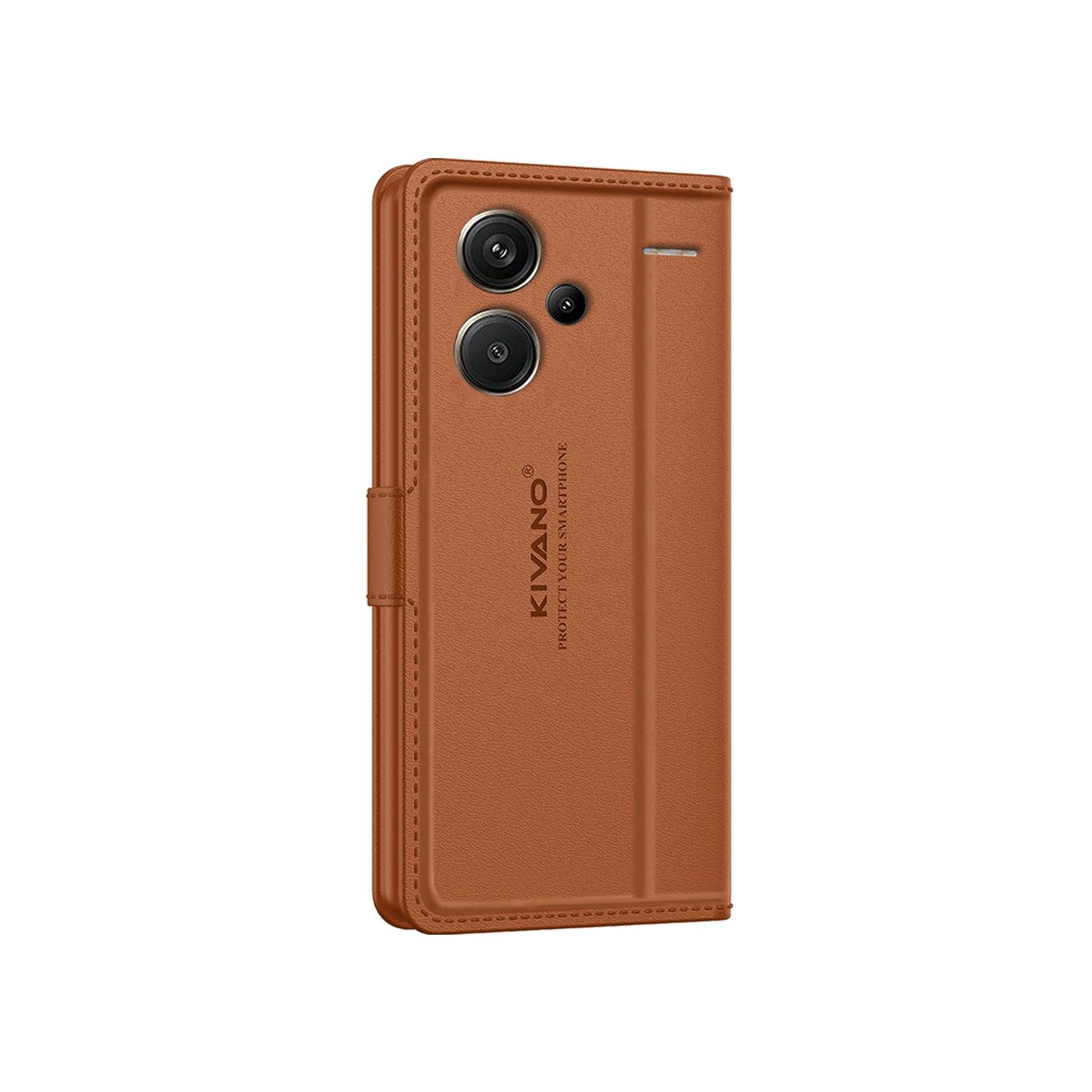 Leather Wallet Case for Xiaomi Redmi Note 13 Pro Plus 5G Stylish Flip Folio Cover with Card Holder, Stand, and RFID Protection -KIVANO LUXE - Aibex