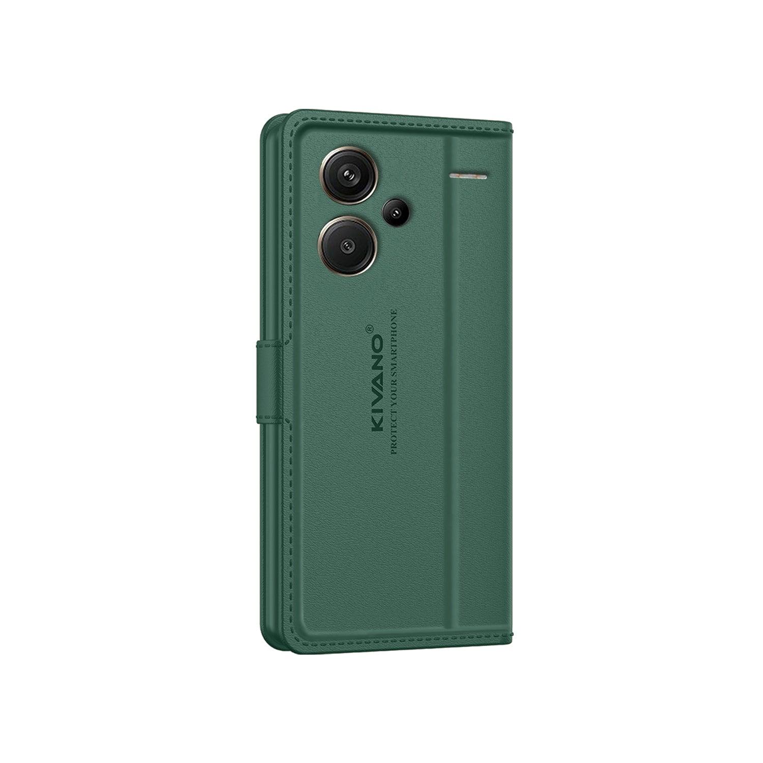 Leather Wallet Case for Xiaomi Redmi Note 13 Pro Plus 5G Stylish Flip Folio Cover with Card Holder, Stand, and RFID Protection -KIVANO LUXE - Aibex