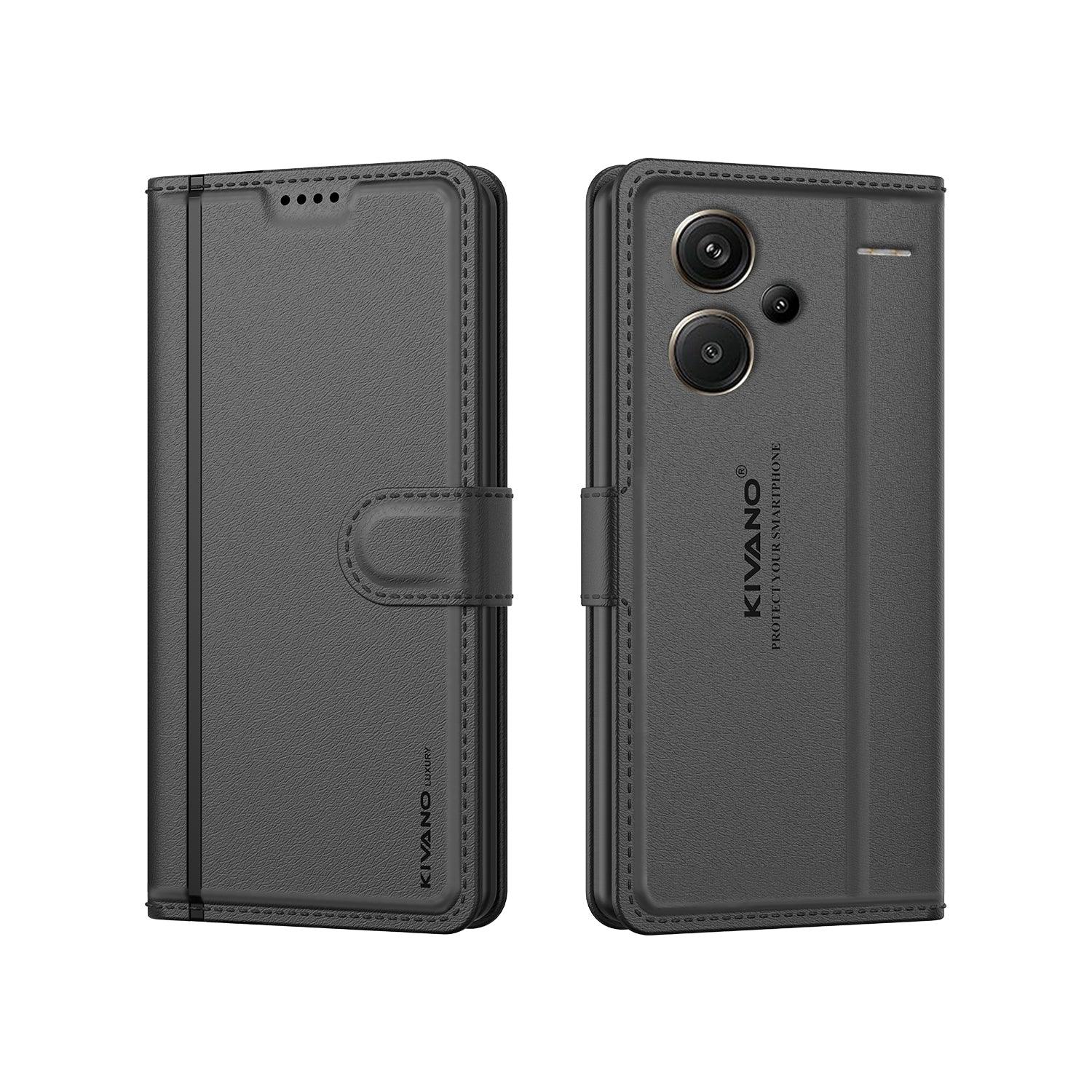 Leather Wallet Case for Xiaomi Redmi Note 13 Pro Plus 5G Stylish Flip Folio Cover with Card Holder, Stand, and RFID Protection -KIVANO LUXE - Aibex
