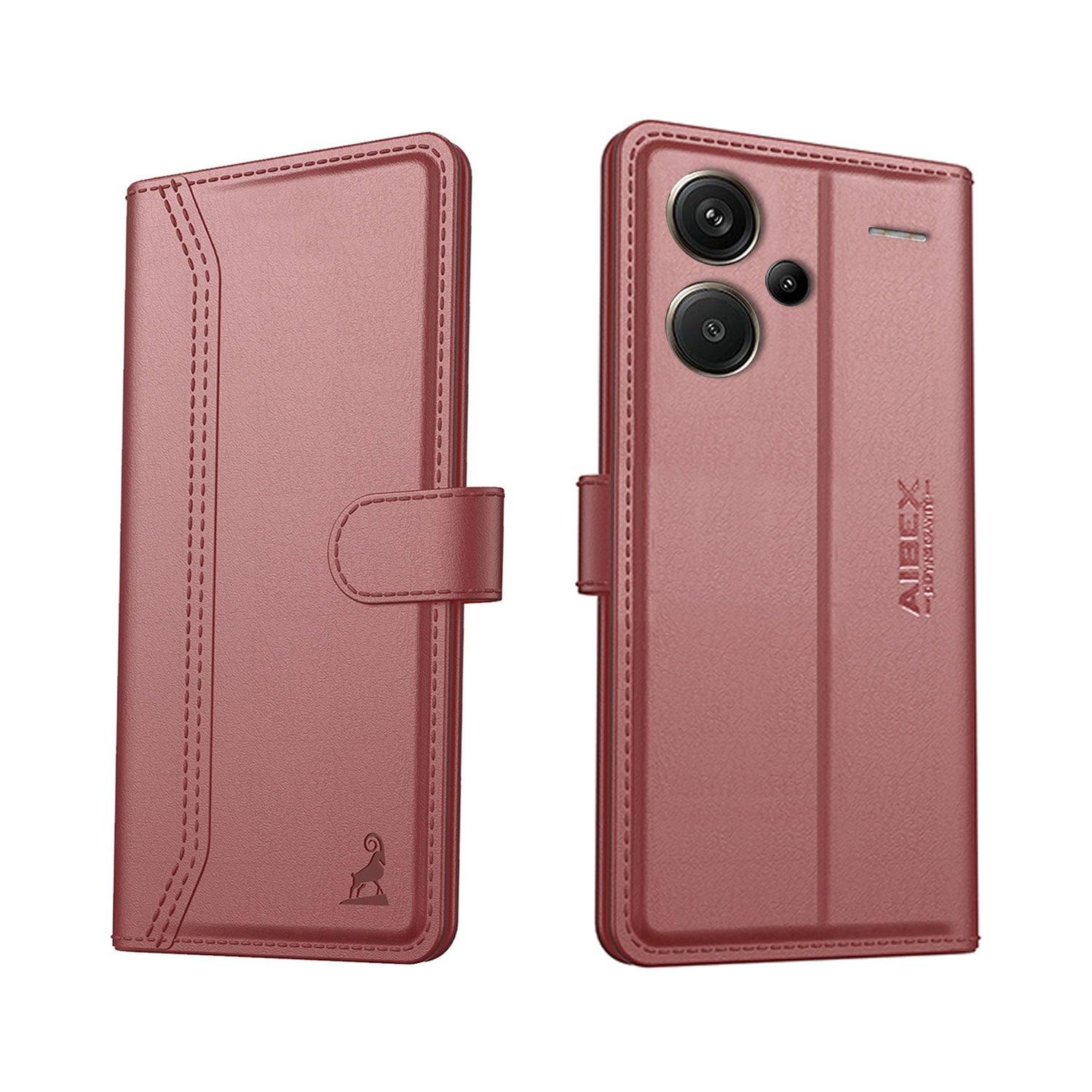 Xiaomi Redmi Note 13 Pro Plus 5G Aibex PU Leather Flip Cover Foldable Stand & Pocket Magnetic Closure - Aibex