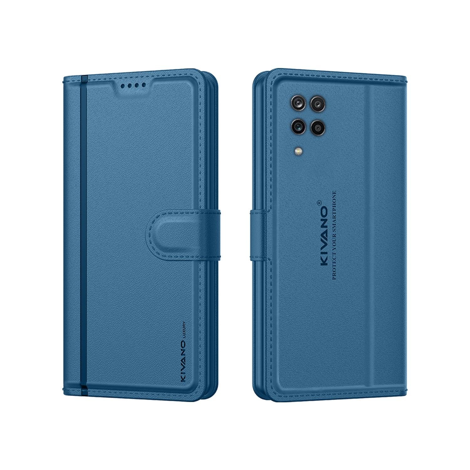 Leather Wallet Case for Samsung Galaxy A12 / Samsung Galaxy M12 / Samsung Galaxy F12 ?Stylish Flip Folio Cover with Card Holder, Stand-KIVANO LUXE - Aibex