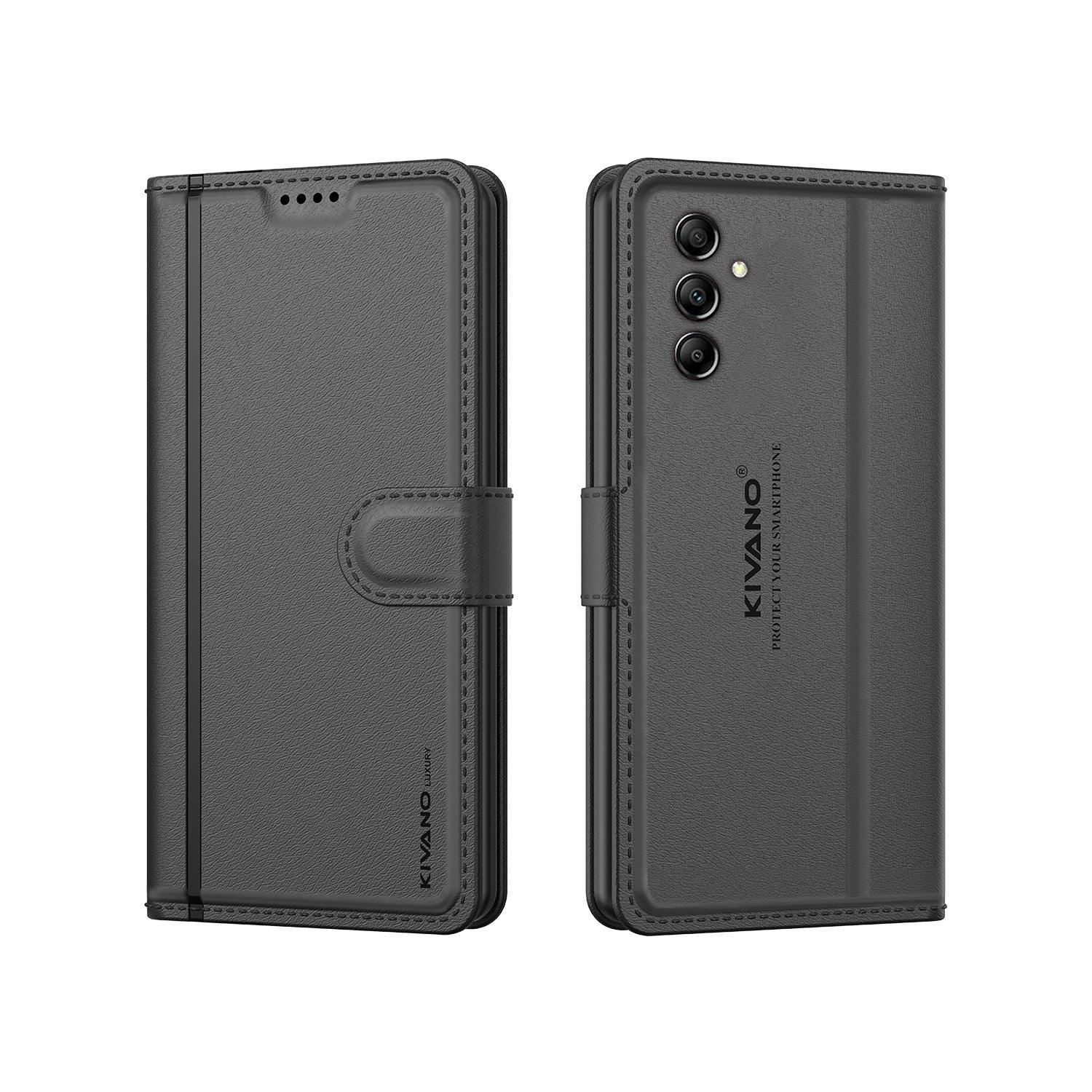 Leather Wallet Case for Samsung Galaxy A14 5G ?Stylish Flip Folio Cover with Card Holder, Stand -KIVANO LUXE - Aibex