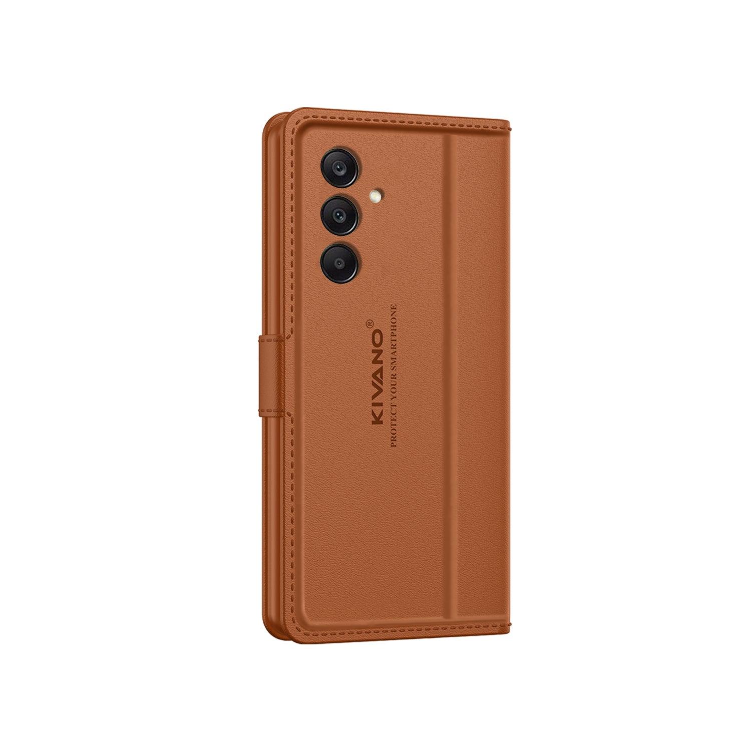 Leather Wallet Case for Samsung Galaxy A15 5G ?Stylish Flip Folio Cover with Card Holder, Stand -KIVANO LUXE - Aibex