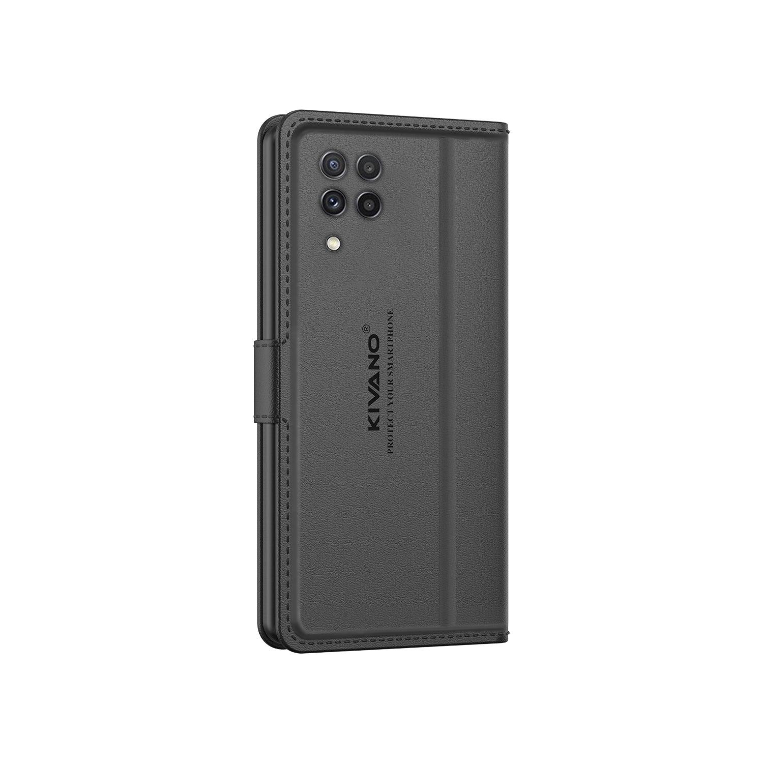 Leather Wallet Case for Samsung Galaxy A22 4G / Samsung Galaxy F22 ?Stylish Flip Folio Cover with Card Holder, Stand-KIVANO LUXE - Aibex