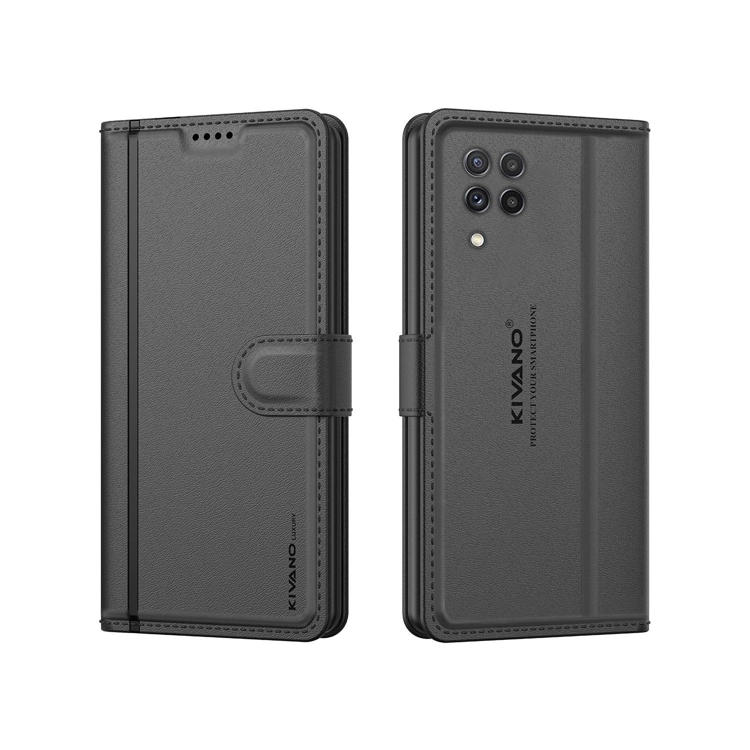 Leather Wallet Case for Samsung Galaxy A22 4G / Samsung Galaxy F22 ?Stylish Flip Folio Cover with Card Holder, Stand-KIVANO LUXE - Aibex