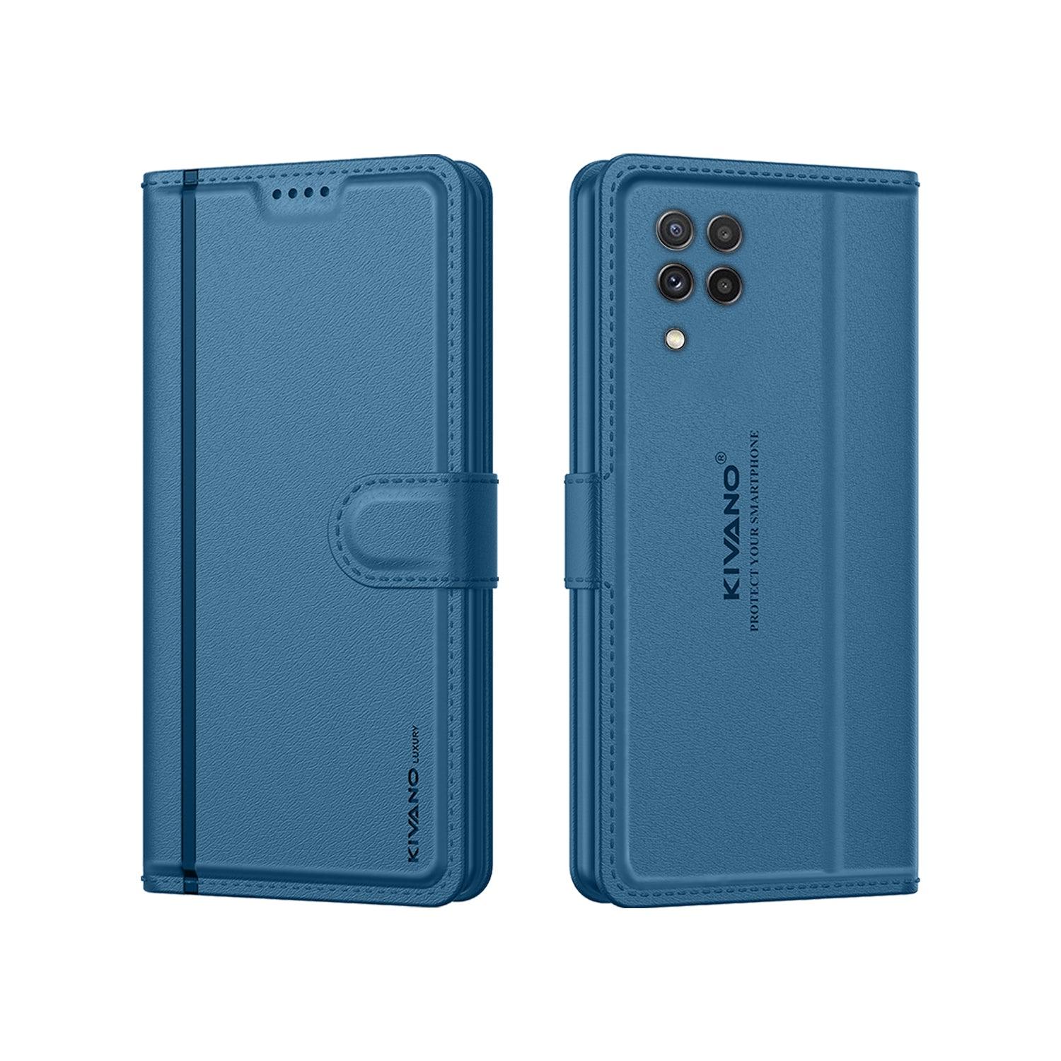 Leather Wallet Case for Samsung Galaxy A22 4G / Samsung Galaxy F22 ?Stylish Flip Folio Cover with Card Holder, Stand-KIVANO LUXE - Aibex