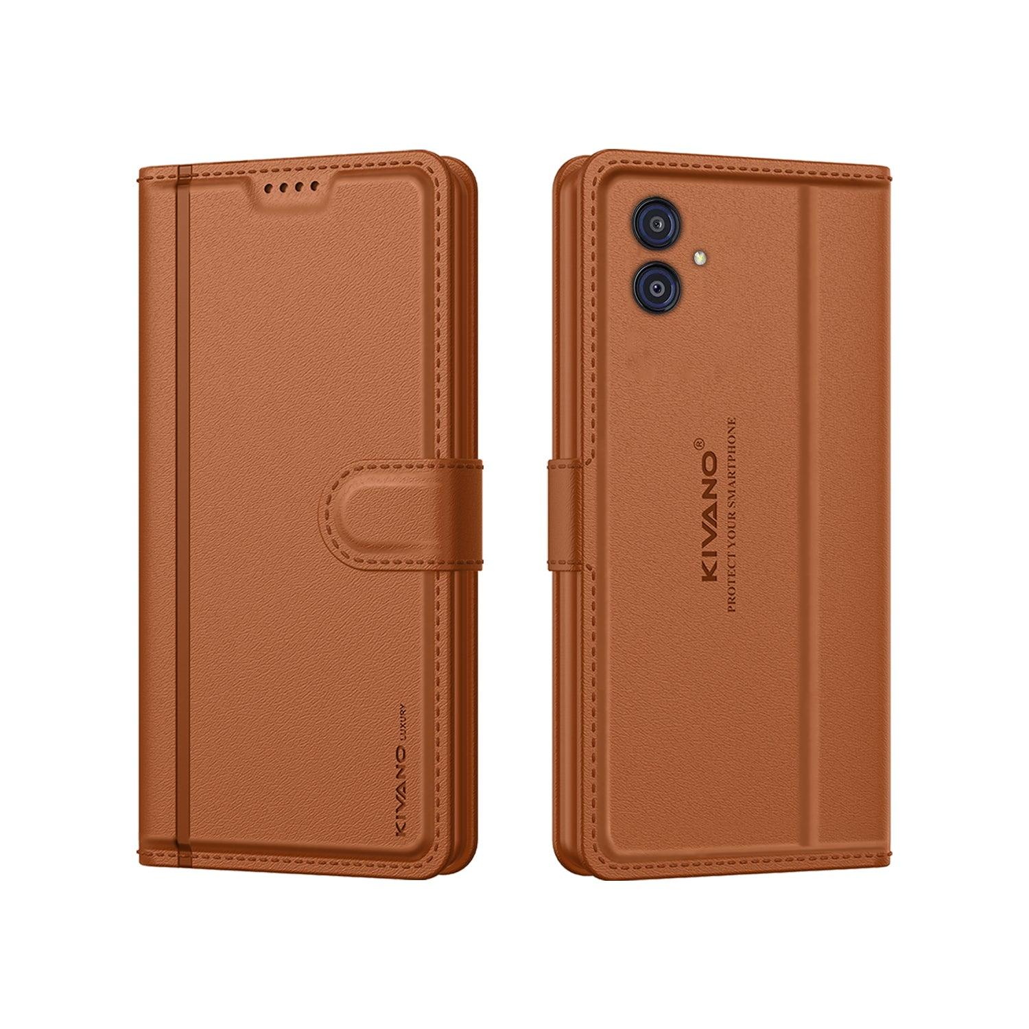 Leather Wallet Case for Samsung Galaxy M04 / Samsung Galaxy F04 / Samsung Galaxy A04e ?Stylish Flip Folio Cover with Card Holder, Stand-KIVANO LUXE - Aibex