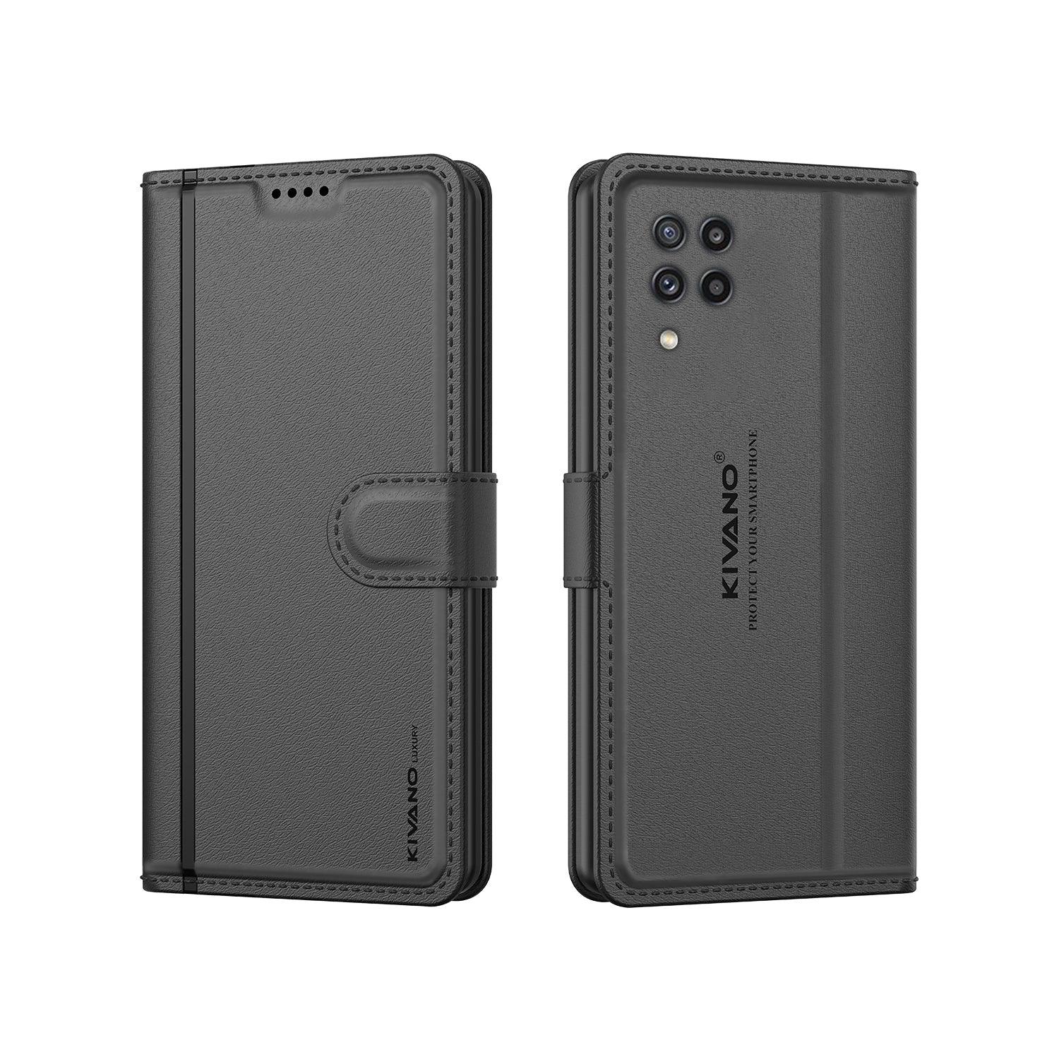 Leather Wallet Case for Samsung Galaxy M32 5G/ Samsung Galaxy A13 4G ?Stylish Flip Folio Cover with Card Holder, Stand -KIVANO LUXE - Aibex