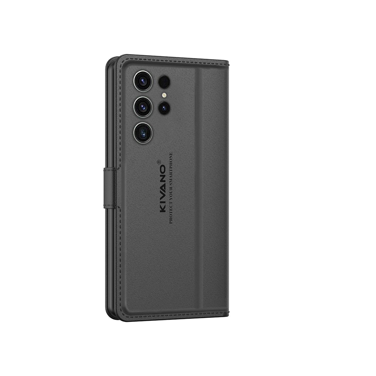 Leather Wallet Case for Samsung Galaxy S23 Ultra 5G ?Stylish Flip Folio Cover with Card Holder, Stand -KIVANO LUXE - Aibex