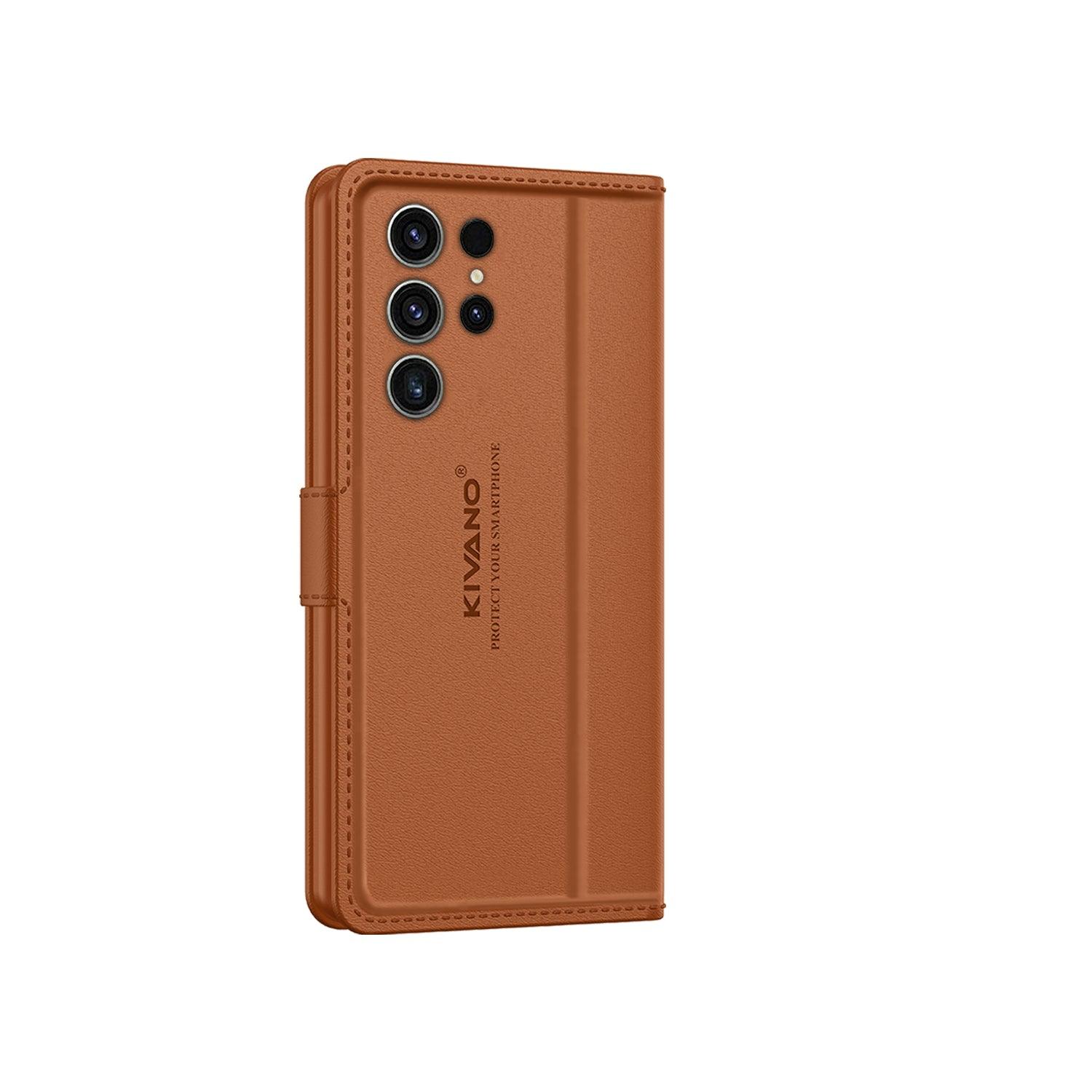 Leather Wallet Case for Samsung Galaxy S23 Ultra 5G ?Stylish Flip Folio Cover with Card Holder, Stand -KIVANO LUXE - Aibex