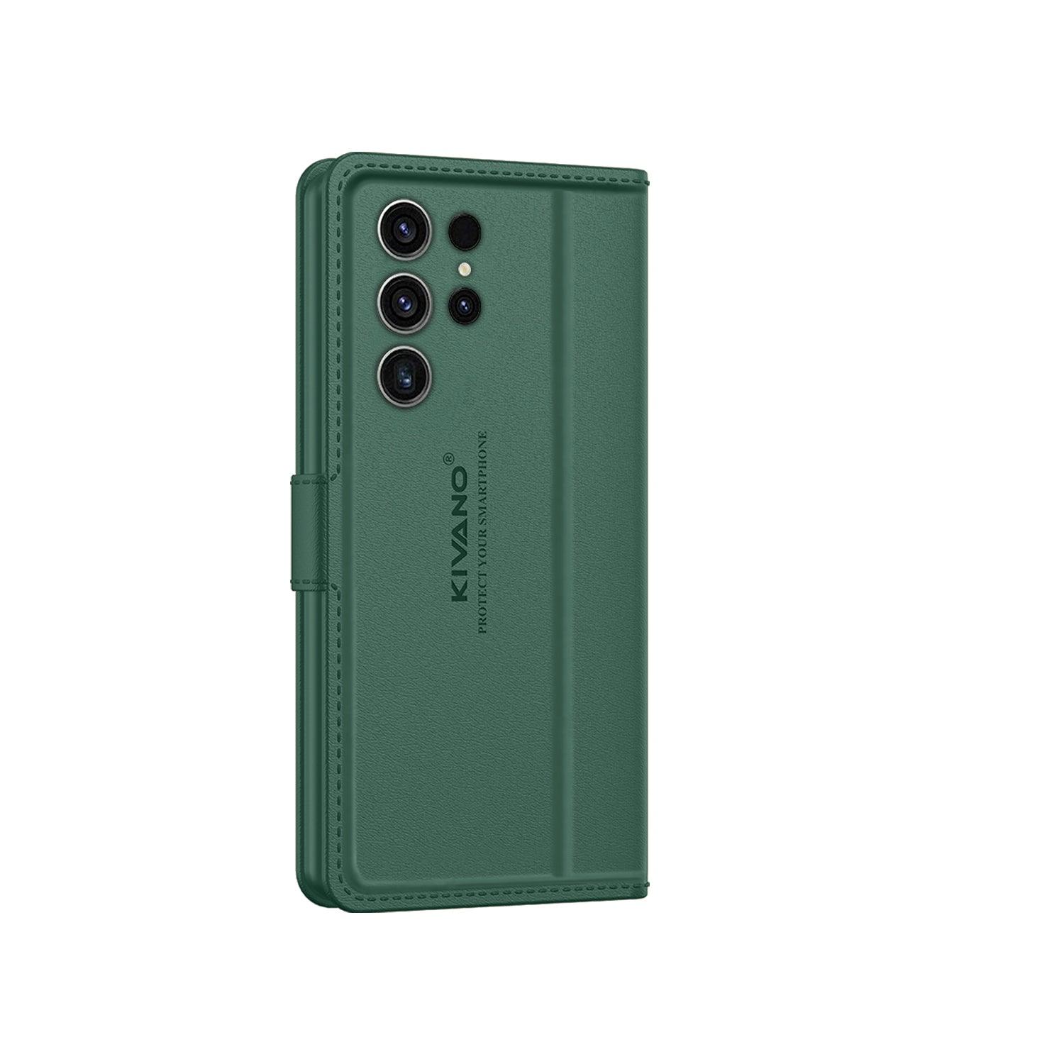 Leather Wallet Case for Samsung Galaxy S23 Ultra 5G ?Stylish Flip Folio Cover with Card Holder, Stand -KIVANO LUXE - Aibex