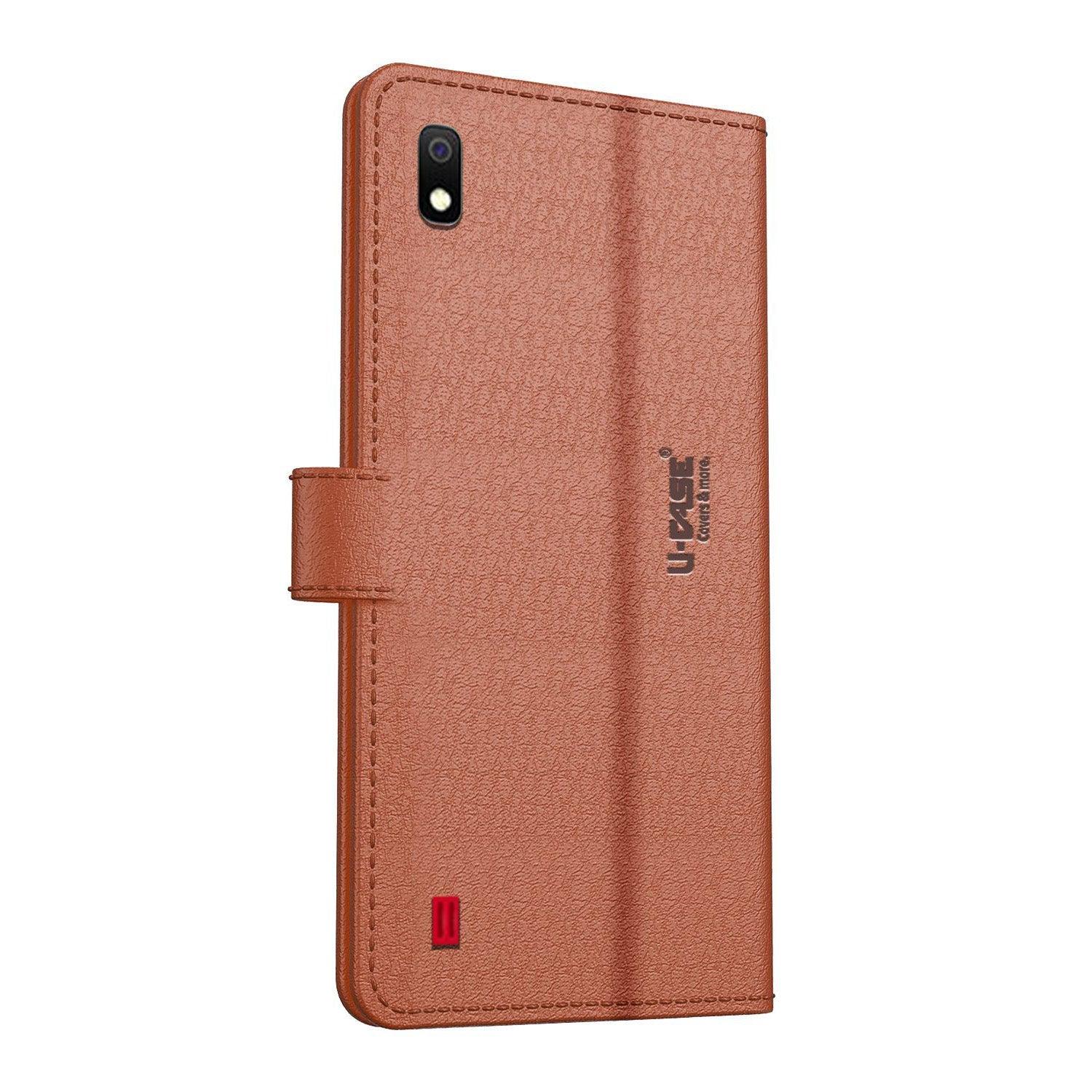 U-CASE Magnetic Flip Cover for Samsung Galaxy A10 / M10 Vegan Foldable Stand & Pocket Magnetic Closure - Aibex