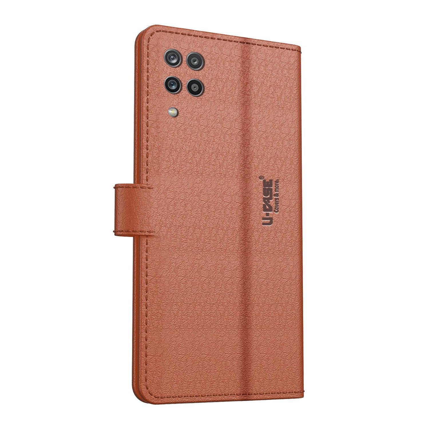 U-CASE Magnetic Flip Cover for Samsung Galaxy A12 / M12 / F12 Vegan Foldable Stand & Pocket Magnetic Closure - Aibex