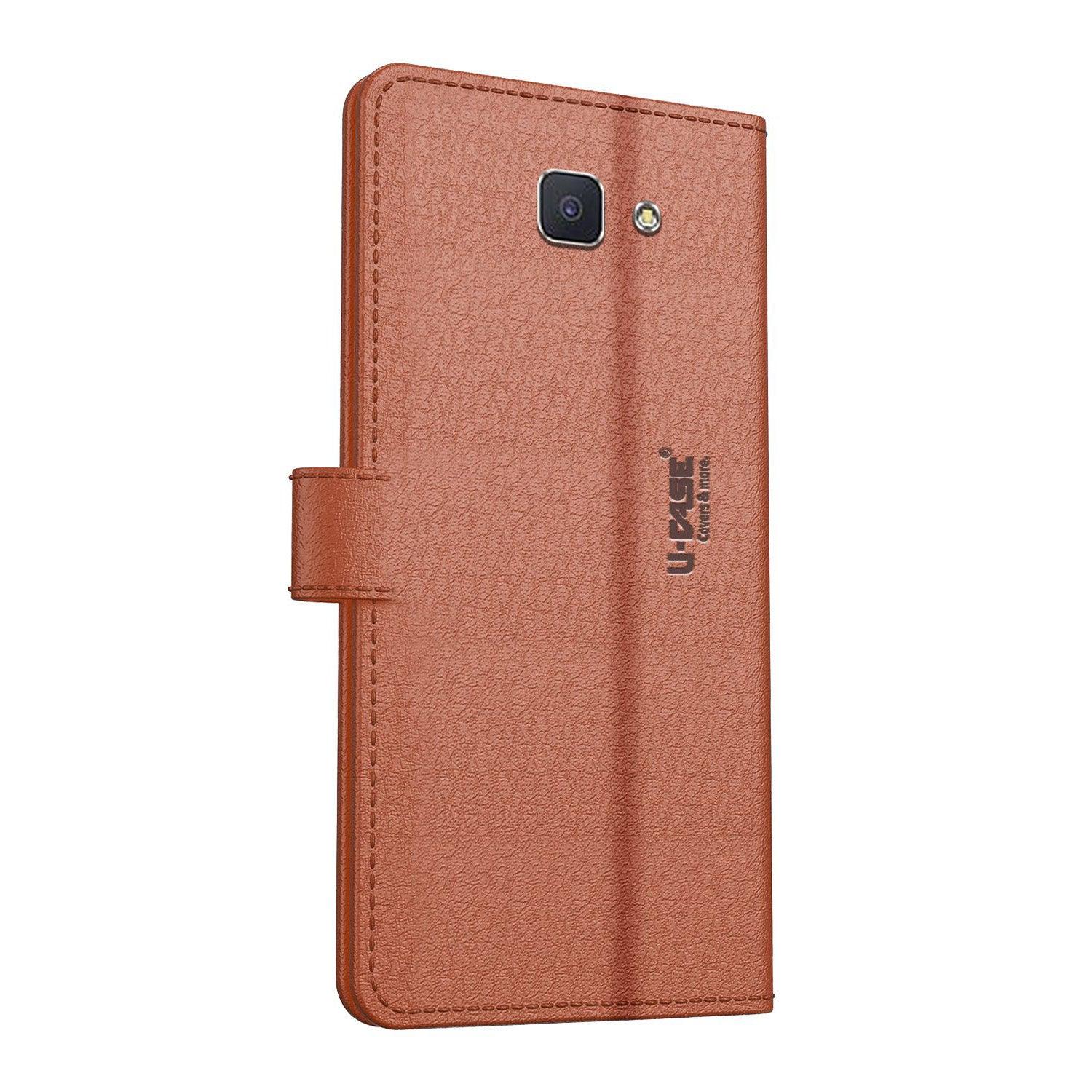 U-CASE Magnetic Flip Cover for Samsung Galaxy J7 Prime / J7 Prime 2 / On NXT Vegan Foldable Stand & Pocket Magnetic Closure - Aibex