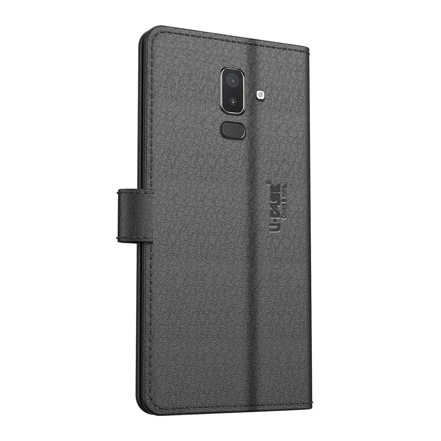 U-CASE Magnetic Flip Cover for Samsung Galaxy J8 / A6+ / ON 8 (2018) Vegan Foldable Stand & Pocket Magnetic Closure - Aibex