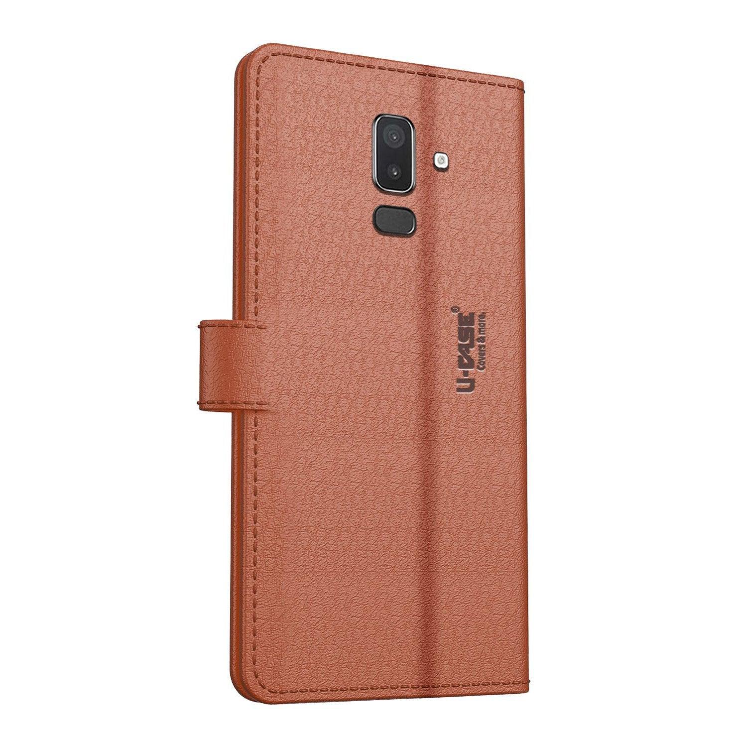 U-CASE Magnetic Flip Cover for Samsung Galaxy J8 / A6+ / ON 8 (2018) Vegan Foldable Stand & Pocket Magnetic Closure - Aibex