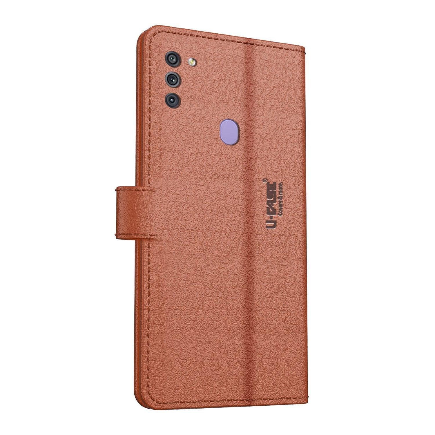 U-CASE Magnetic Flip Cover for Samsung Galaxy M11 Vegan Foldable Stand & Pocket Magnetic Closure - Aibex