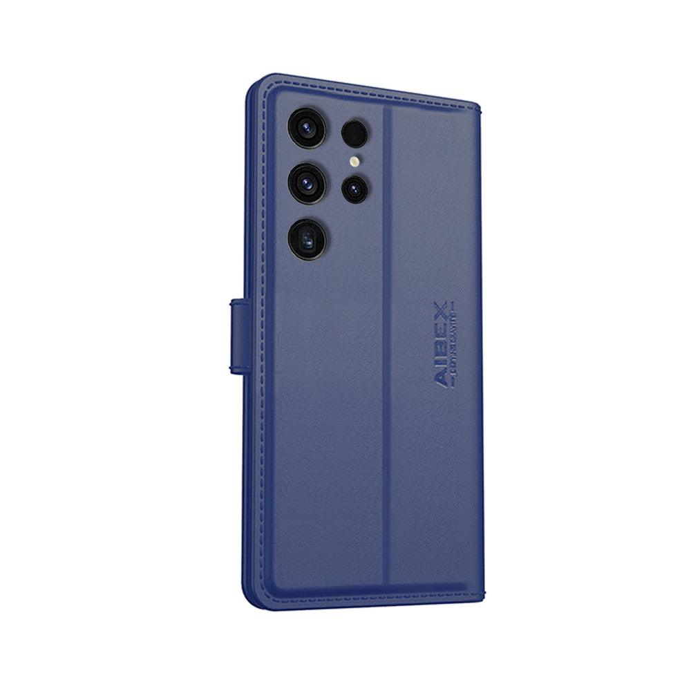 Samsung Galaxy S24 Ultra 5G Aibex PU Leather Flip Cover Foldable Stand & Pocket Magnetic Closure - Aibex