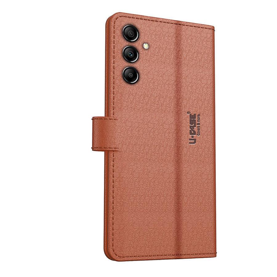 U-CASE Flip Cover for Samsung Galaxy A14 5G Vegan Foldable Stand & Pocket Magnetic Closure - Aibex