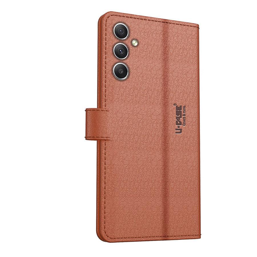U-CASE Flip Cover for Samsung Galaxy A34 4G Vegan Foldable Stand & Pocket Magnetic Closure - Aibex