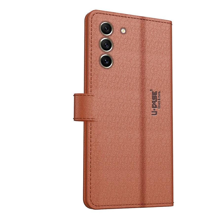 U-CASE Flip Cover for Samsung Galaxy S21 FE 5G Vegan Foldable Stand & Pocket Magnetic Closure - Aibex